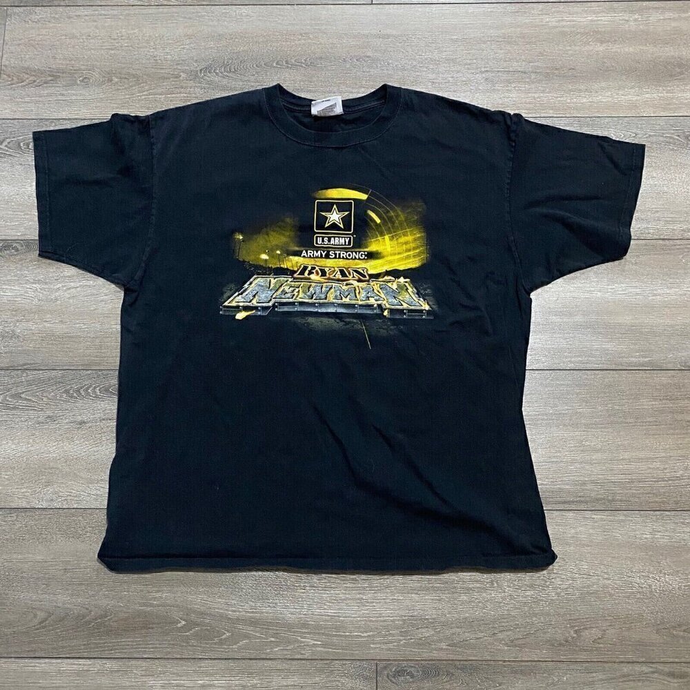 Vtg Nascar US Army Black Shirt Size XXL Ryan Newman Stewart Racing Double Sided